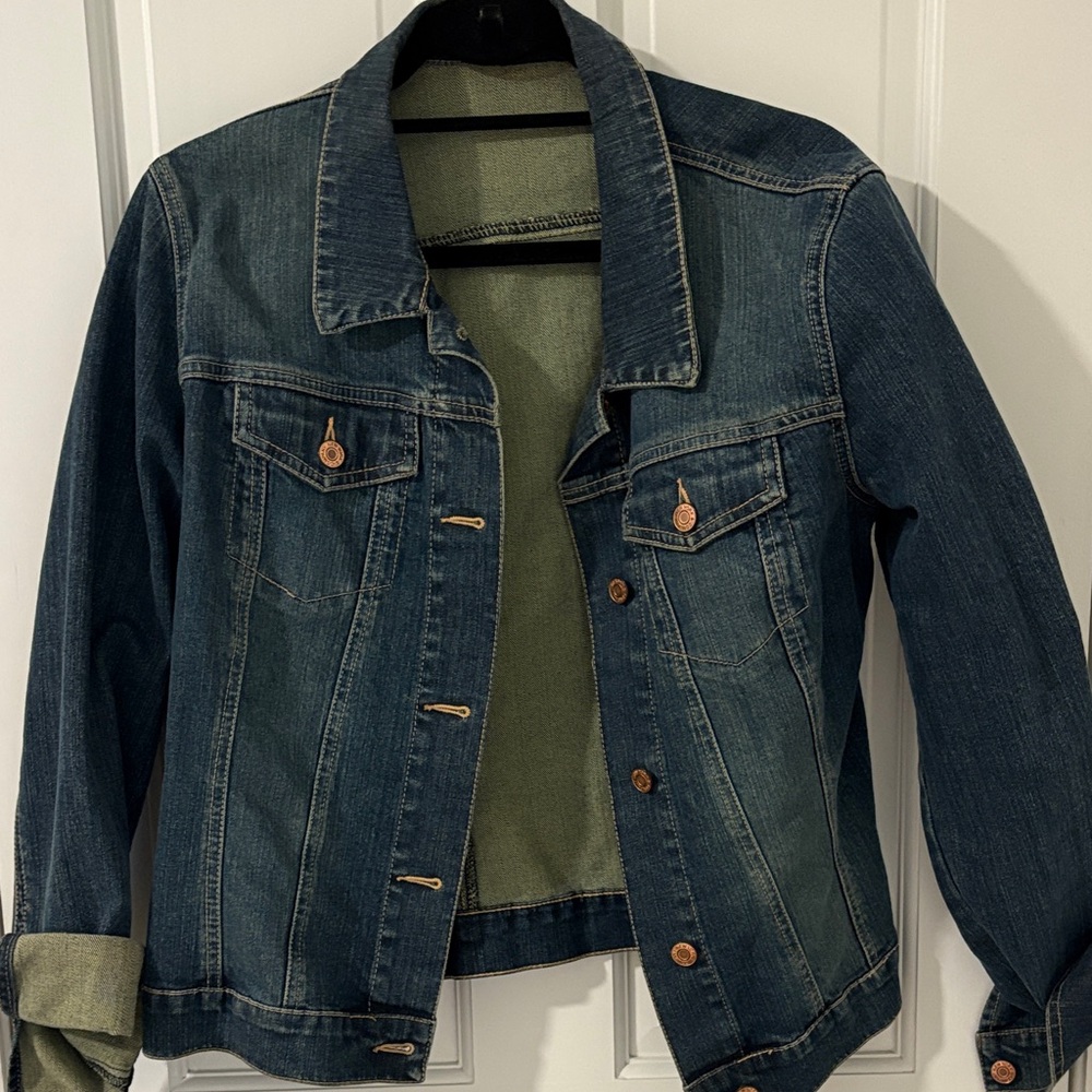 New York & Company Dark Blue Denim Jacket